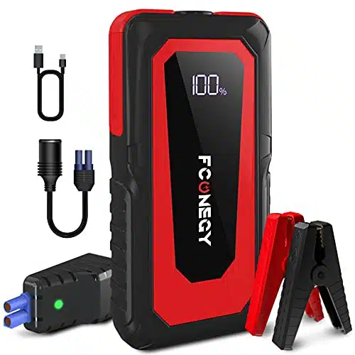 Car Jump Starter, FCONEGY 2000A Peak Portable Battery Jump Starter, 12V ...