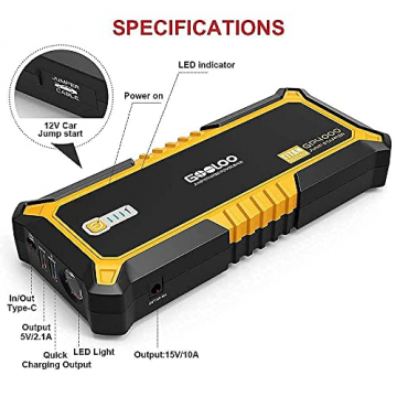 GOOLOO 1500A & 4000A Car Battery Charger Jump Starter,12V Automotive Jump Box with USB Quick Charge and Type C Port for Up to 10.0L Diesel Engine & All Gas - 4