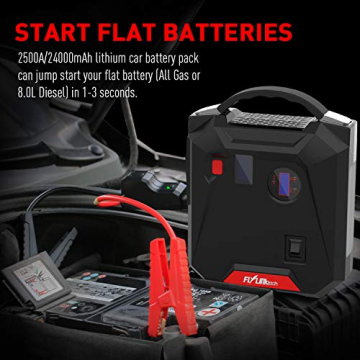 Jump Starter, 2500A Peak 24000mAh Portable Car Battery Charger with Air Compressor (All Gas or 8.0L Diesel) Emergency Auto Battery Booster with Smart USB Port - 2