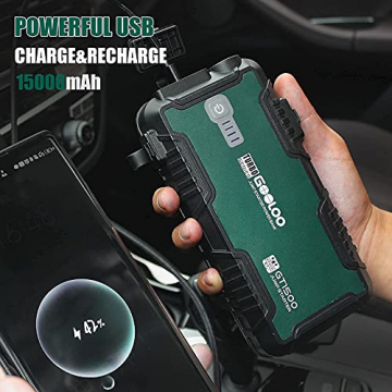 Gooloo Battery Jump Starter GT1500 with USB Quick Charge 3.0,12V Car Battery Charger Jump Starters for Up to 8.0L Gas or 6.0L Diesel Engine, Red&Green - 4