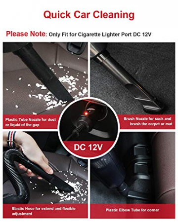 GOOLOO Car Vacuum Cleaner High Power 8000PA Strong Suction Handheld Portable Corded Small Vacuum DC 12V for Quick Car Cleaning - 2