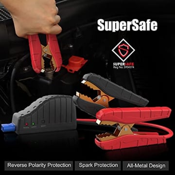 GOOLOO GP4000 Jump Starter 4000A Peak Car Starter (All Gas,up to 10.0L Diesel Engine) SuperSafe 12V Lithium Jump Box,Auto Battery Booster Pack,Portable Power Bank with USB Quick Charge and Type C Port - 4