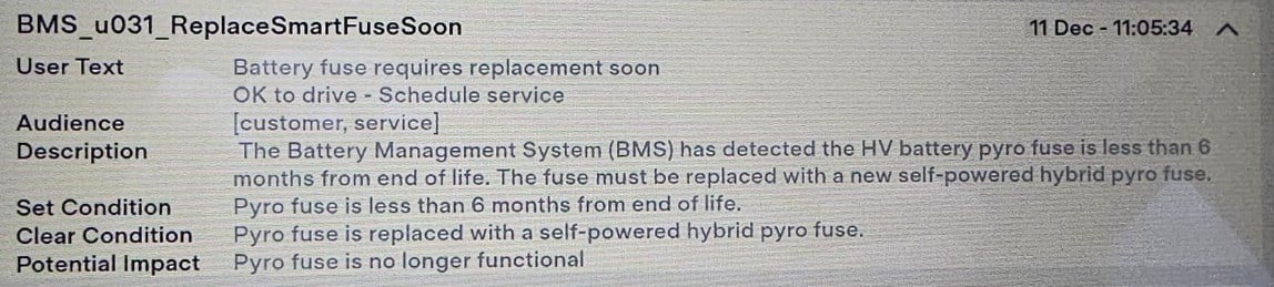BMS_u031 Tesla error